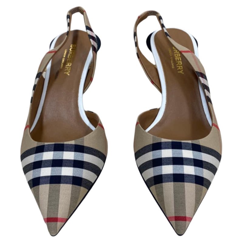 [润物汇]闲置品 Burberry/博柏利 巴宝莉格纹女士凉鞋高跟鞋 36码