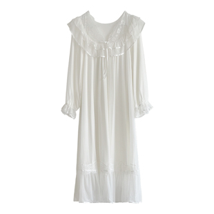 BIEN莫代尔睡裙女春秋季甜美公主宫廷风长裙睡衣家居服蕾丝带胸垫