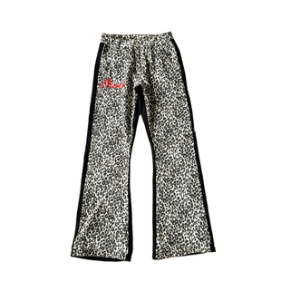 美式复古豹纹拼接微喇牛仔裤男高街设计感小众视觉系轻亚显瘦裤子