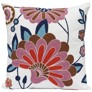 美式田园沙发刺绣花抱枕床头靠垫套客厅家用小清新加厚棉布靠枕