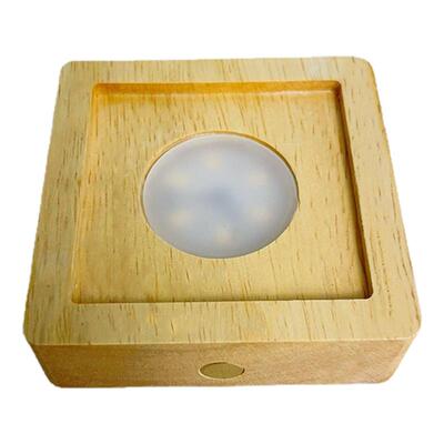 方形实木底座触摸卡槽LED小夜灯