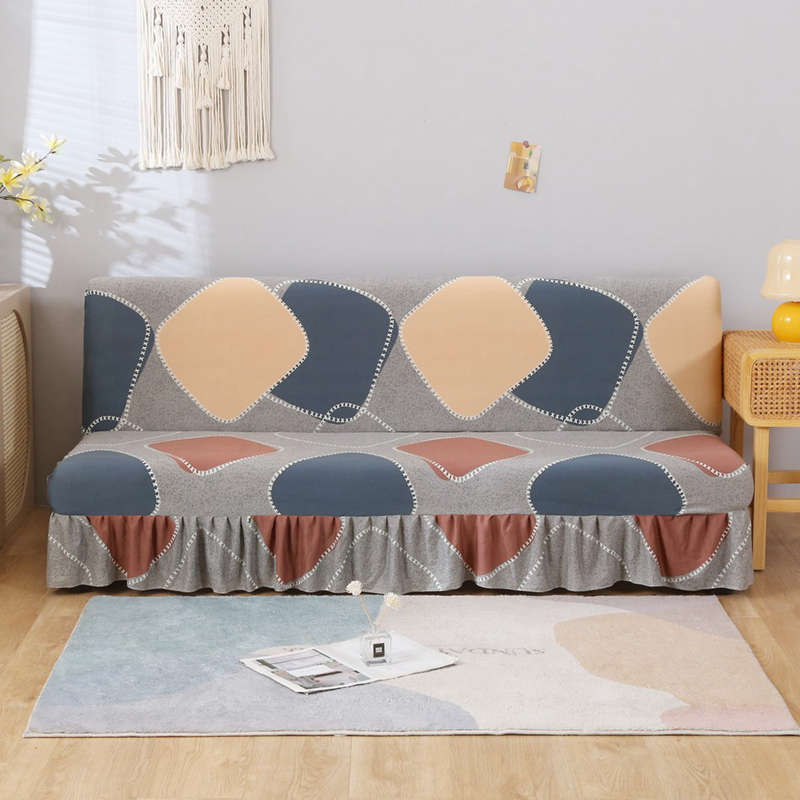 四季无扶手沙发套罩全包万能梳化笠裙边垫巾盖布折叠沙发床三人座