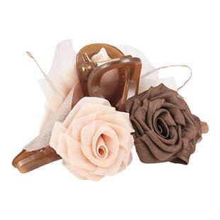 【高定版】新中式玫瑰花朵抓夹女大号高级感发卡头花鲨鱼发夹发饰