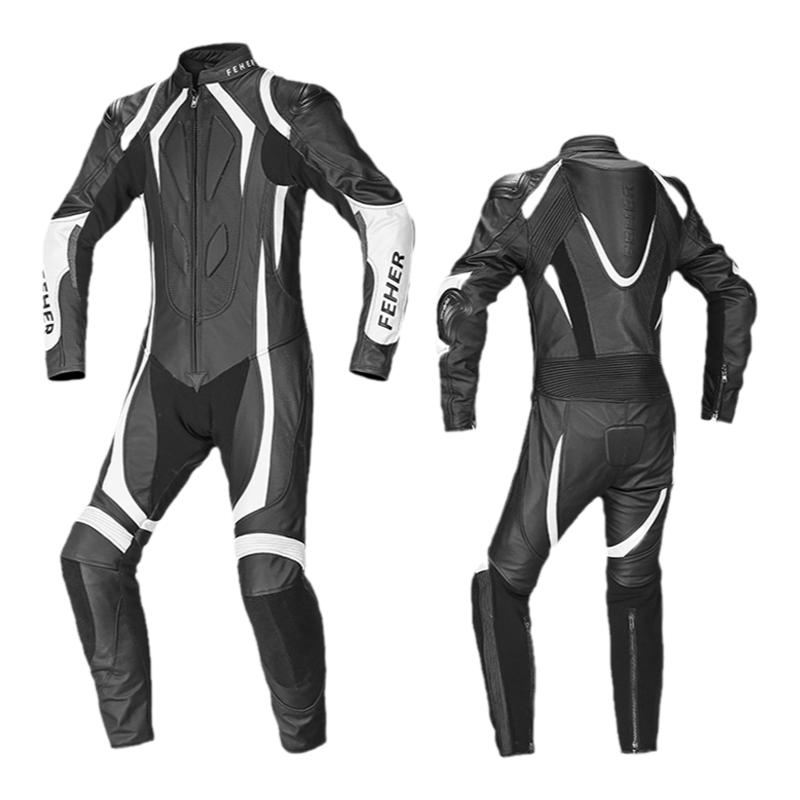 FEHER连体皮衣骑行服赛道摩托车机车服男牛皮赛车服竞技防摔四季