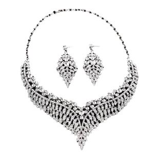 欧美夸张水钻宝石项链耳环套装新娘饰品结婚纱晚礼服配饰晚宴首饰