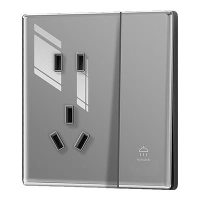 国际电工86型超薄灰镜面开关插座