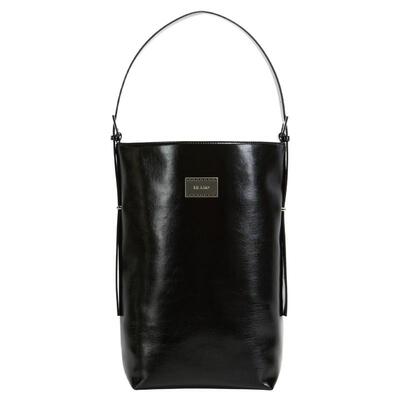 LEAMO油蜡质感宽肩带长筒水桶包