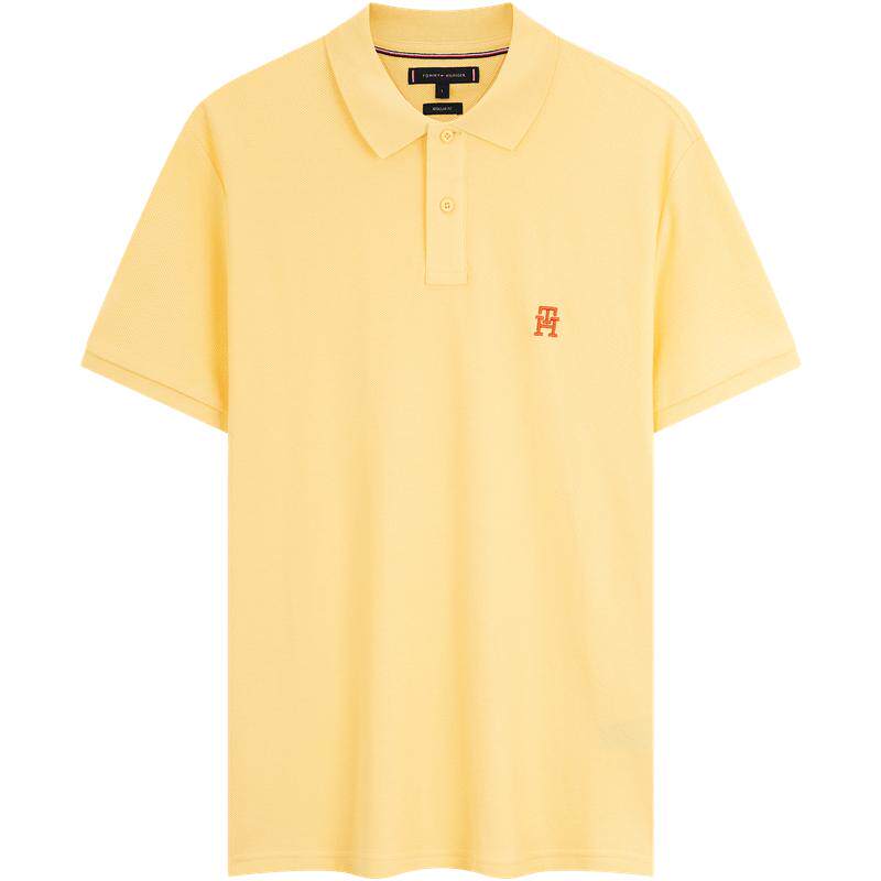 Tommy男装珠地网眼净色纯棉POLO