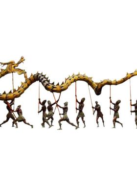 城市户外民俗景观舞龙狮子传统文化铸铜人物雕塑定制广场装饰摆件