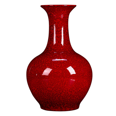 景德镇陶瓷器花瓶摆件客厅插花新中式红色瓷瓶装饰品高级感创意