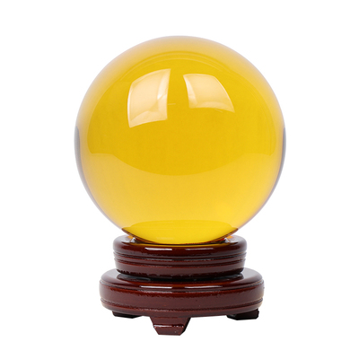 黄水晶球摆件招财黄色风水球装饰