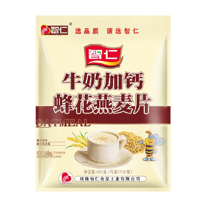 智仁牛奶加钙蜂花即食燕麦片营养早餐冲饮600g冲泡代餐饱腹谷物