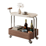 实木推车可移动边几简约沙发边柜茶几客厅餐厅置物架胡桃木色茶车