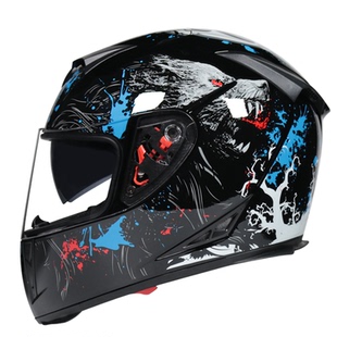 AIS艾狮摩托车头盔男女全盔冬季双镜片跑盔四季蓝牙头灰3C认证