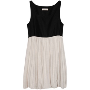 HIGHLIGHT加分23ss植物系 棉麻拼接原创设计方领芭蕾蓬蓬裙背心裙