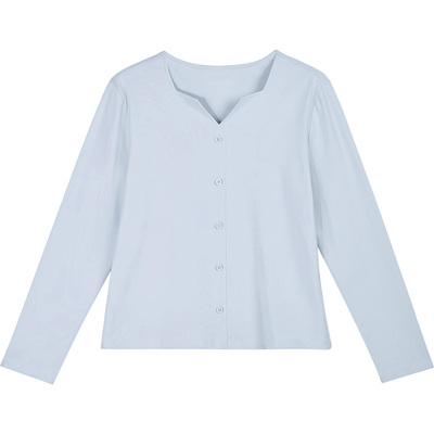 正肩v领长袖t恤女春秋内搭可外穿