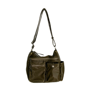 YAU大树 巴尔干复古水洗斜挎包多拉链做旧软皮托特包慵懒风小方包