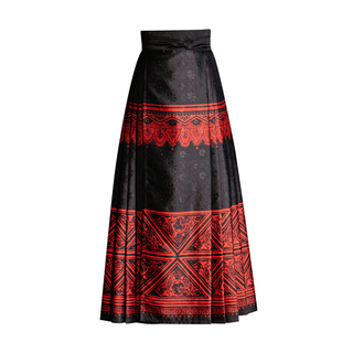 爱奇葩原创玄朱锦麟明制马面裙黎族织锦纹样鳞甲纹改良日常汉服