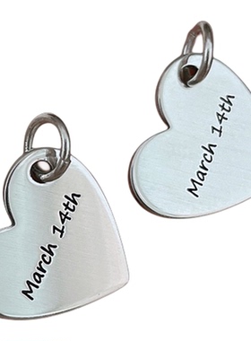 情侣925定制刻字爱心吊坠