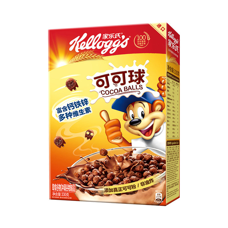 家乐氏麦片玉米片谷脆格巧克力可可球儿童非油炸早餐燕麦片谷物圈