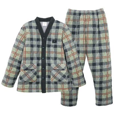 睡衣男可外穿格子冬季夹棉家居服