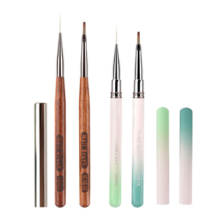 豆蔻新款加长格笔拉线笔美甲笔刷套装工具檀木金属杆画花笔彩绘笔