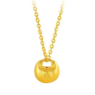 老凤祥黄金小胖福项链女款足金元宝吊坠纯金锁骨链生日礼物送女友