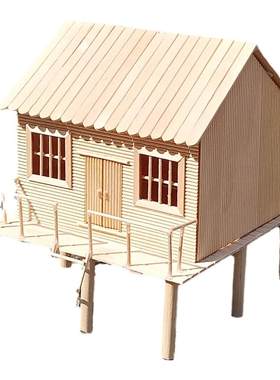 手工作业杆干栏式建筑河姆渡房屋