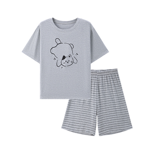 胖大童莫代尔睡衣大码短袖短裤家居服男童空调服套春夏宽松薄款