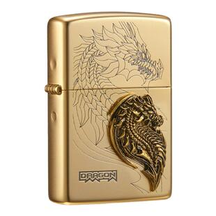 Zippo官方旗舰店之宝正品耀金战龙防风煤油打火机送男友生日礼物