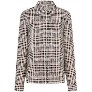 曼德诗格纹衬衫女款2025秋装高级感长袖雪纺chic韩系穿搭上衣衬衣