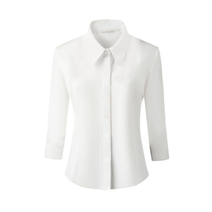 七分袖白衬衫男商务职业工作服2026春季新款中袖修身工装白色衬衣