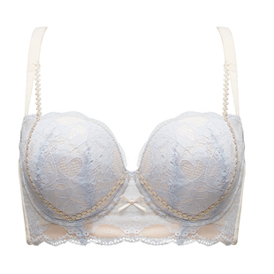 倾慕 内衣聚拢收副乳防下垂调整型夏薄蕾丝大胸大码胖mm女文胸D杯