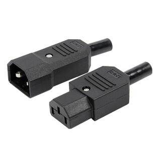 电动车充电口品字插头插座纯铜三孔三针AC电源插头10A公母对接头