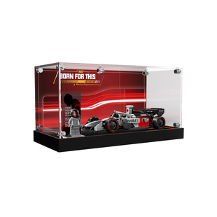 POP适用乐高77259奥迪F1车队R26Speed赛车积木展示盒带灯收纳盒