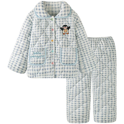 睡衣秋冬款女三层加厚夹棉家居服