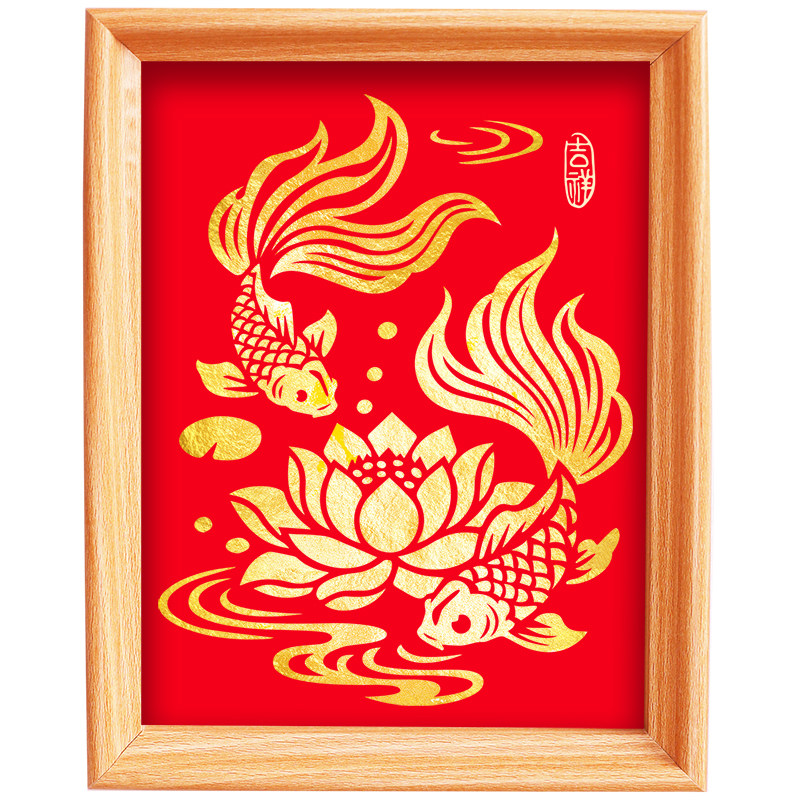中秋节手工活动非遗金箔画diy材料包烧箔画作品手作礼物文化制作