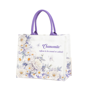 紫雏菊托特包大容量女帆布包上班通勤手提袋子结实耐用帆布袋定制