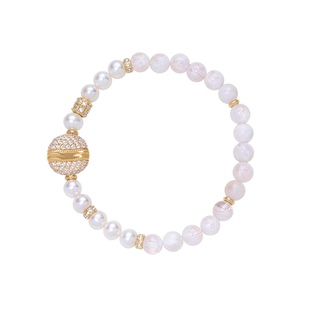 《梳妆台：粉扑》复古设计百搭清凉感天然珍珠水晶纯银手链手串女