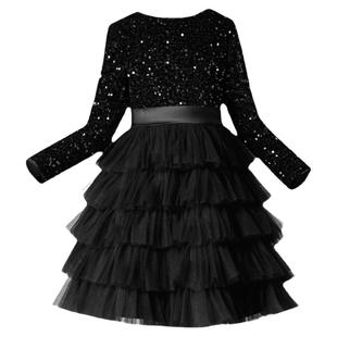 女童黑色长袖公主裙蓬蓬纱裙乐团合唱演出服钢琴比赛洋气小礼服