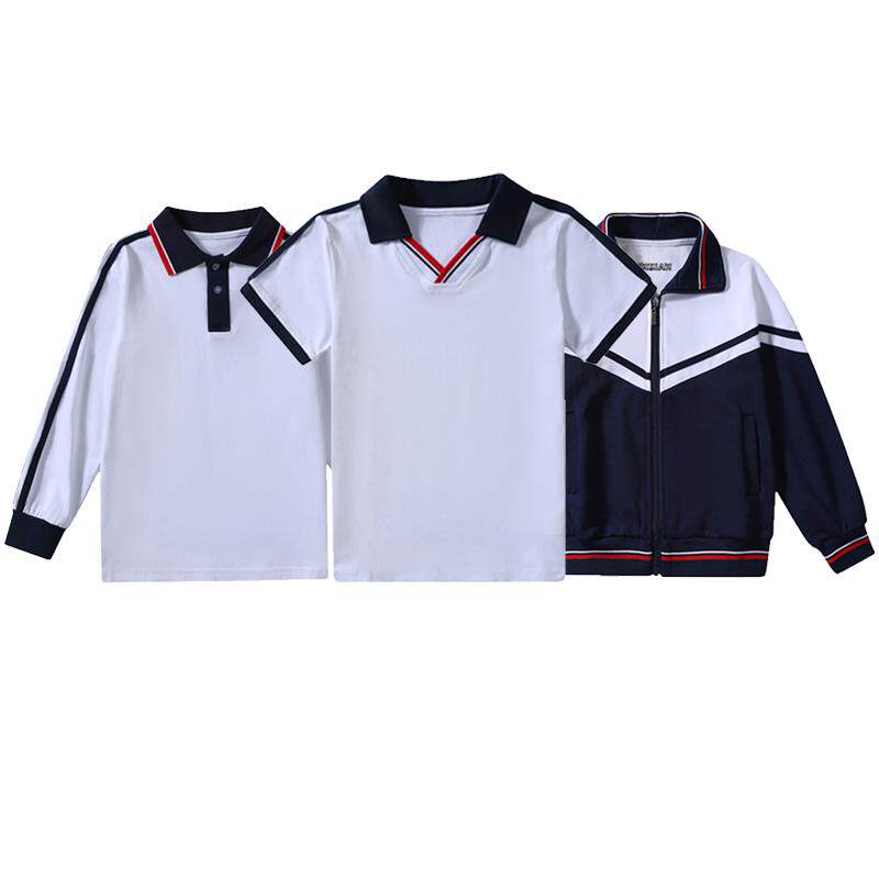 星祈广州市海珠区小学生校服纯棉运动服套装长裤外套夏装短袖衫