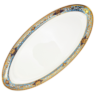 鱼盘家用蒸鱼盘子餐具骨瓷金边长型深鱼盘大号椭圆大鱼盘 长鱼盘