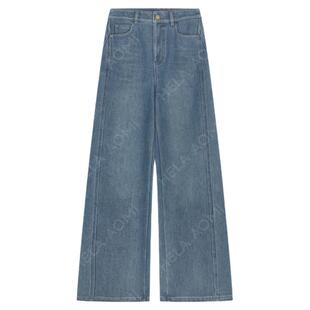 邱莹莹 HELA AOMI “建模长腿”立体剪裁高腰显瘦宽松弯刀牛仔裤