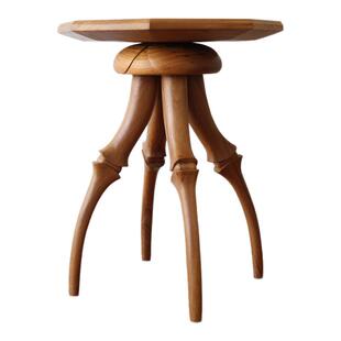 明院木器 设计师原创家具 八角边几  雕塑风格柚木几