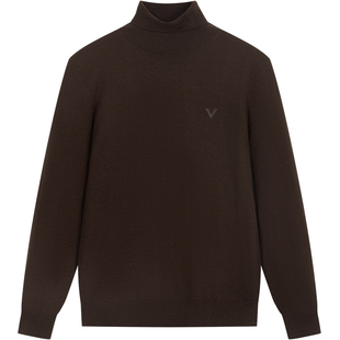 BM男士纯羊毛衫潮流v标高领毛衣男秋冬季2024新款针织内搭打底衫