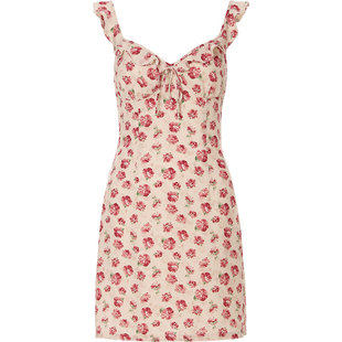 sincethen 碎花连衣裙法式粉色短裙吊带裙小个子短款穿搭裙子女夏