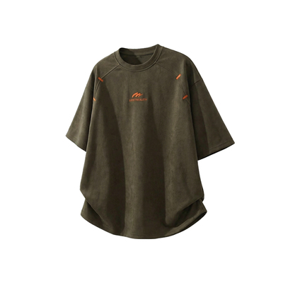 VIISHOW夏季潮牌刺绣拼接短袖美式休闲体恤宽松复古半袖情侣T恤男