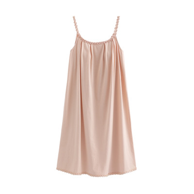 芬腾纯棉蕾丝带胸垫吊带睡裙