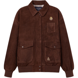 TeenieWeenie小熊女装春秋季巴恩风简约休闲内里格纹翻领夹克外套