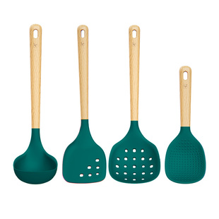 缤彩C+硅胶锅铲 饭勺 汤勺 漏勺 委罗内塞绿 厨具套装